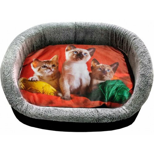 Лежак для кошек PerseiLine Rich Breed Дизайн № 6 принт 2 овальный 67 х 49 х 16 см (1 шт)