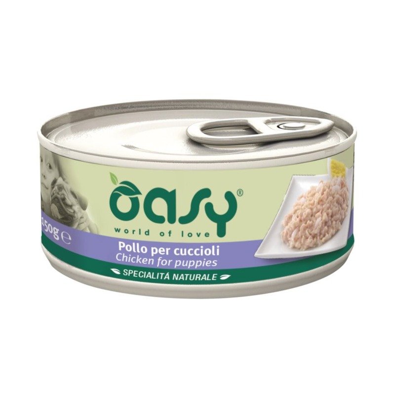 Oasy Wet Dog Specialita Naturali Puppy Chicken влажный корм для щенков, дополнительное питание с курицей, в консервах – 150 г