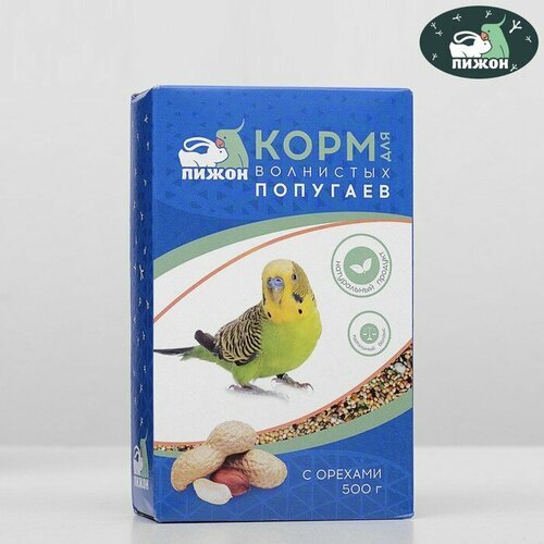 Корм “Пижон” для волнистых попугаев, с орехами, 500 г