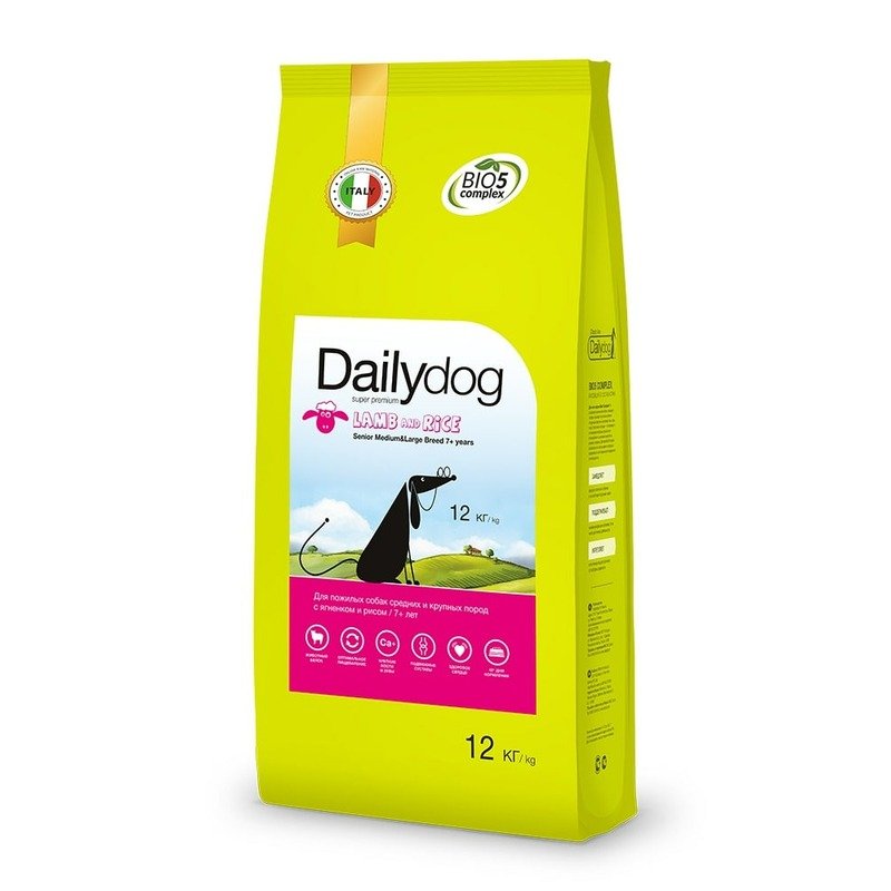 Dailydog Senior Medium Large Breed Lamb and Rice для пожилых собак средних и крупных пород старше 7 лет, с ягненком и рисом - 12 кг