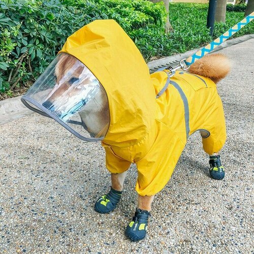 Одежда для собак, дождевик-комбинезон для мелких средних и крупных пород, плащ непромокаемый с капюшоном прочный тканевый