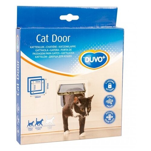 Дверь для кошек, DUVO+ белая рамка, 19×19.7см (Бельгия)