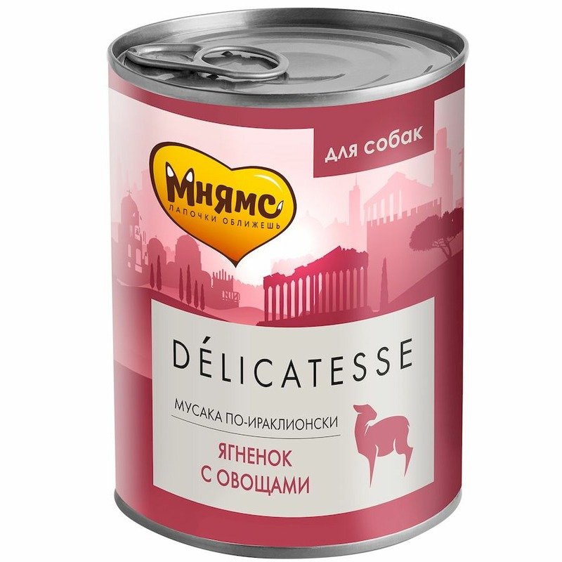 Мнямс Delicatesse \”Мусака по-ираклионски\” влажный корм для собак паштет из ягненка с овощами, в консервах – 400 г х 12 шт