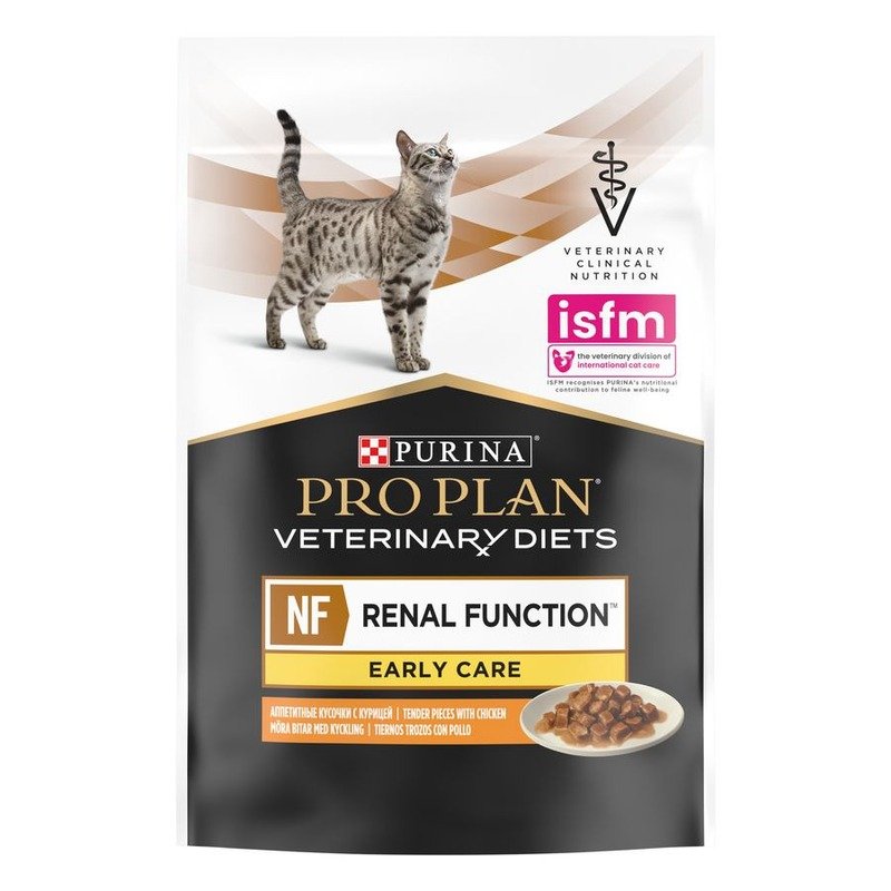 Pro Plan Veterinary Diets NF Renal Function Early Care полнорационный влажный корм для кошек для поддержания функции почек при начальной стадии хронической почечной недостаточности, диетический, с курицей, в паучах – 85 г