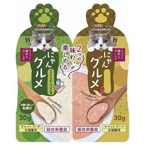 Корм для кошек влажный Japan Premium Pet Тунцовое пюре в соусе c цыплёнком / Мясное пюре в соусе с икрой тунца 60г