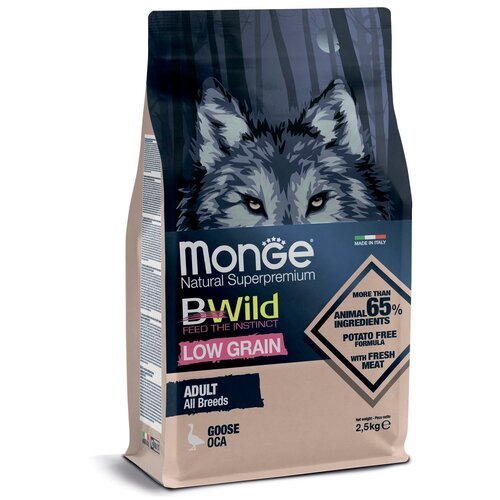 Сухой корм для собак Monge BWILD Feed the Instinct Low Grain, гусь 1 уп. х 1 шт. х 2.5 кг
