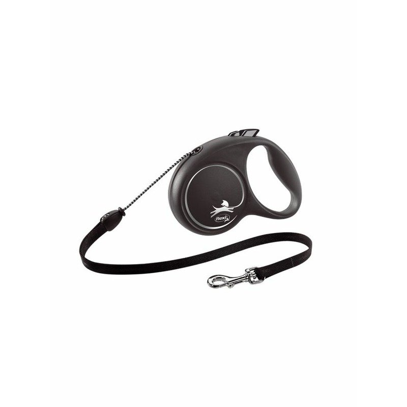 flexi flexi Black Design cord M поводок-рулетка для собак, черная 5 м, до 20 кг