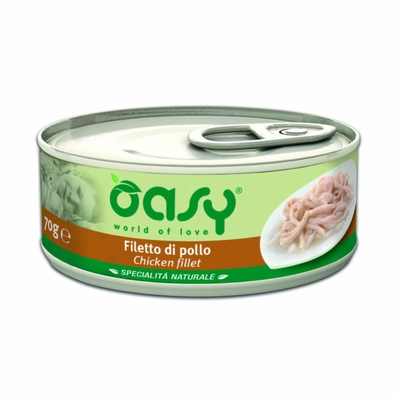 Oasy Wet Cat Specialita Naturali Chicken влажный корм для взрослых кошек дополнительное питание с курицей, в консервах – 70 г