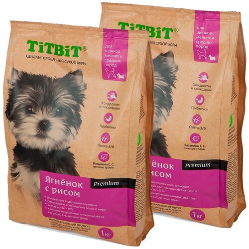 TIT BIT для щенков маленьких и средних пород с ягненком и рисом (1 + 1 кг)