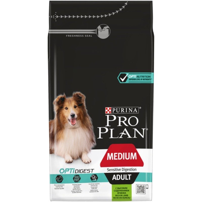 Pro Plan OptiDigest сухой корм для собак средних пород с чувствительным пищеварением, с высоким содержанием ягненка – 1,5 кг