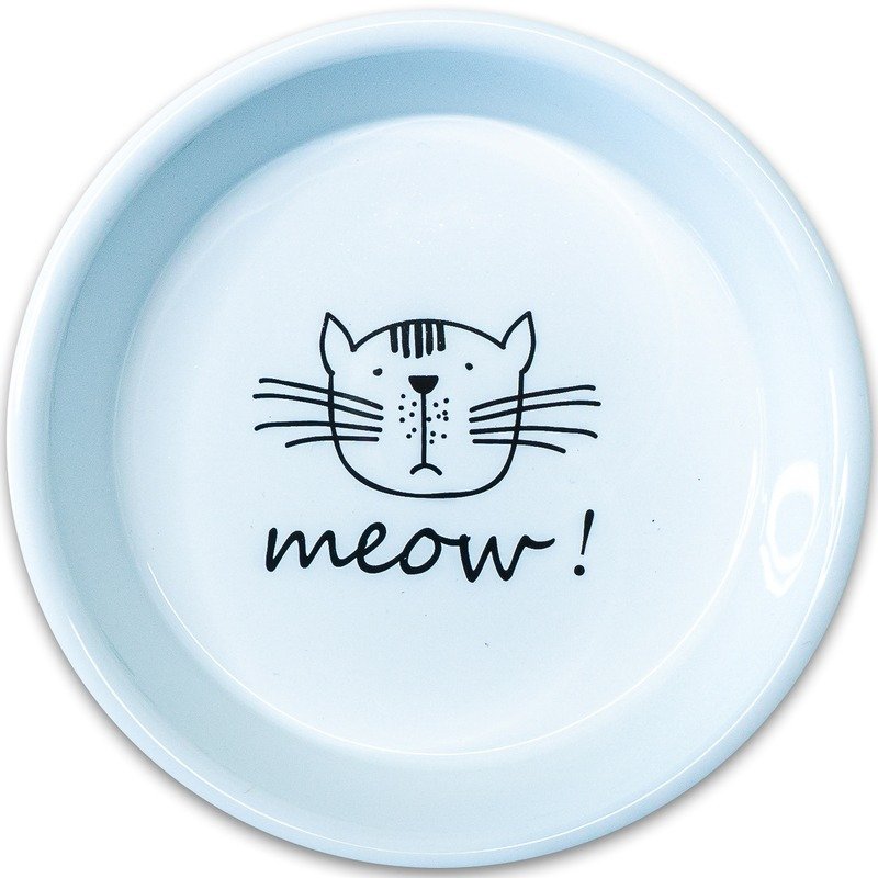 Mr.Kranch Meow миска для кошек, керамическая, белая - 200 мл