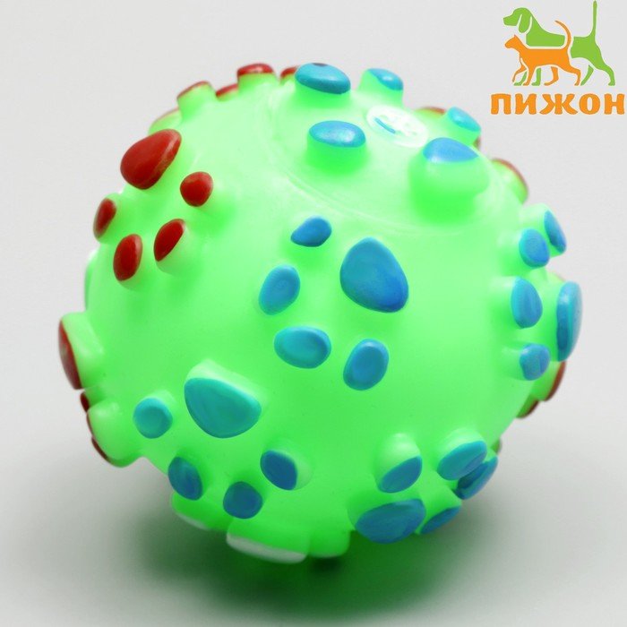 Игрушка пищащая “Мяч Лапка”для собак, 6,5 см, зелёная