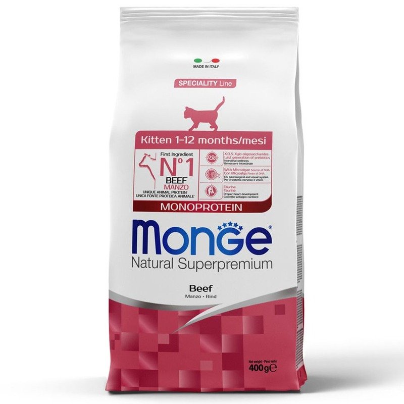 Monge Cat Speciality Line Monoprotein полнорационный сухой корм для котят и беременных кошек, с говядиной – 400 г