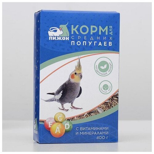 Корм для средних попугаев, с витаминами и минералами, 400 г, 2 шт.