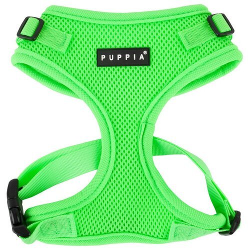 Шлейка Puppia Neon soft harness ll, обхват шеи 32-37 см, зеленая, L
