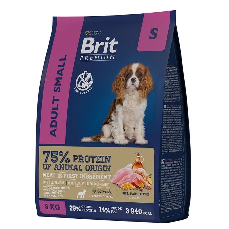 Brit Premium Dog Adult Small полнорационный сухой корм для собак мелких пород, с курицей – 1 кг