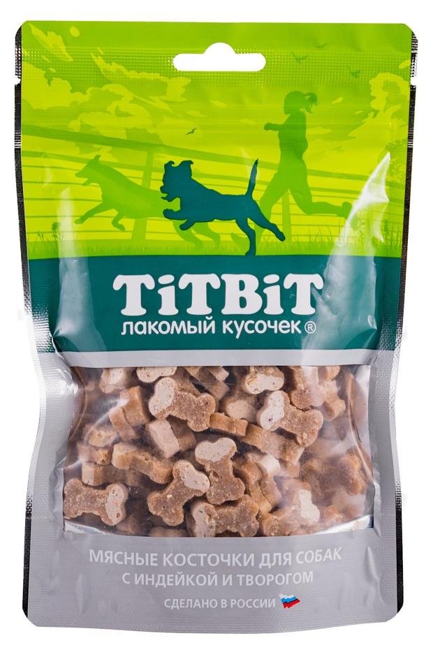 Лакомство для собак TiTBiT косточки мясные с индейкой и творогом, 145 г