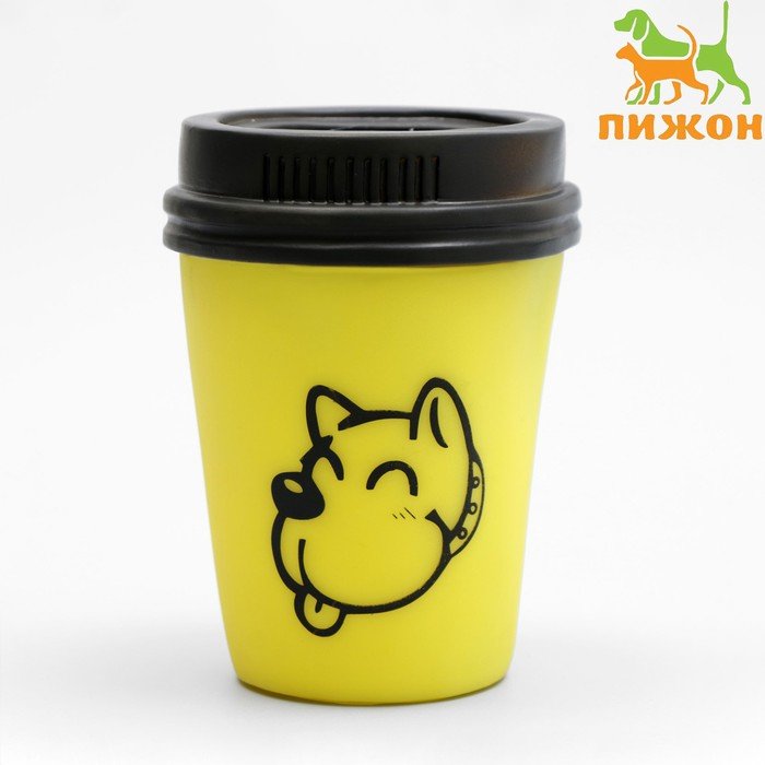 Игрушка пищащая “Кофе” для собак, 10 х 7 см, жёлтая