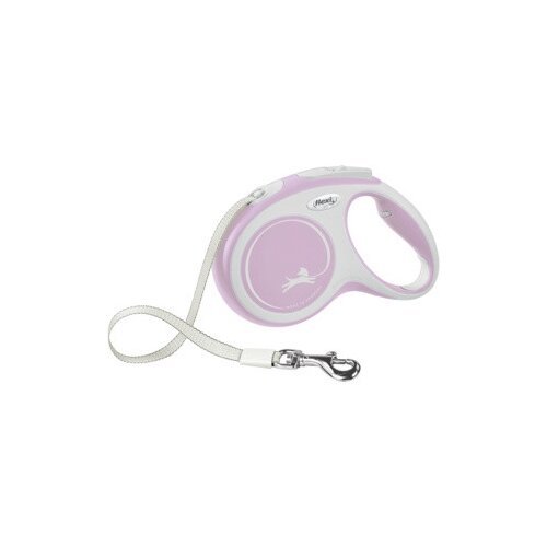 Поводок-рулетка для собак Flexi New Comfort XS ленточный 3 м 36 мм розовый/серый