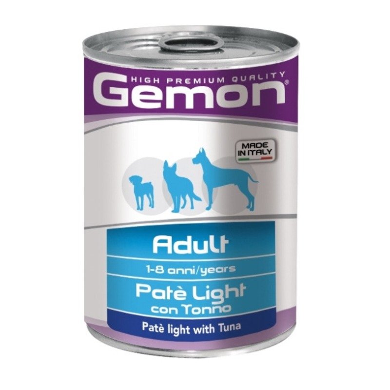Gemon Dog Light полнорационный влажный корм для собак, низкокалорийный, паштет с тунцом, в консервах – 400 г