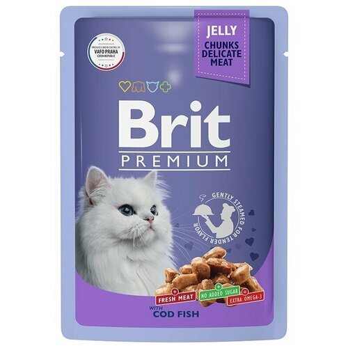 Brit Premium Корм консервированный для взрослых кошек треска в желе, 85гр, 12 штук