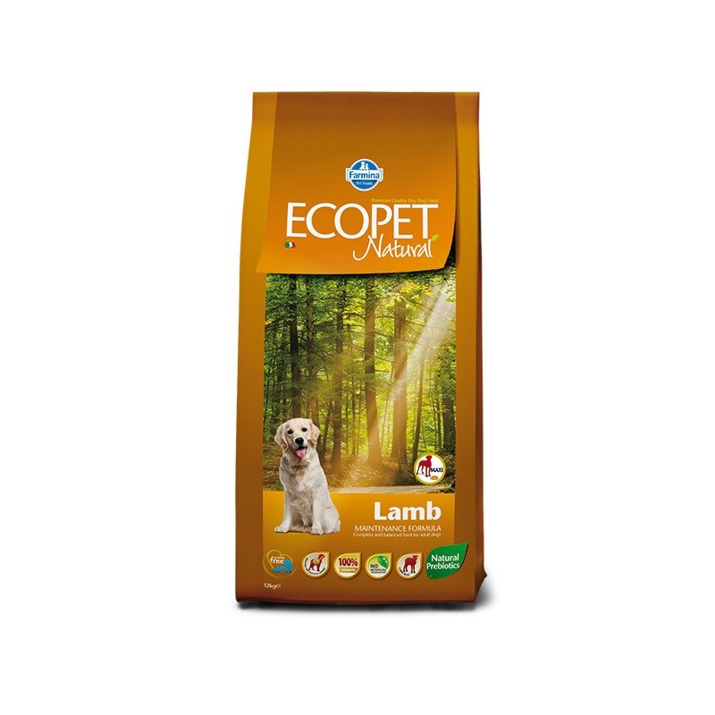 Farmina Ecopet Natural Lamb Maxi сухой корм с ягненком для взрослых собак крупных пород с чувствительным пищеварением и аллергией – 12 кг