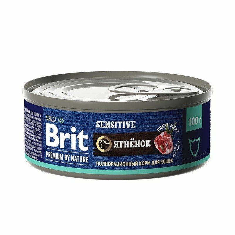 Brit Premium by Nature Sterilised полнорационный влажный корм для стерилизованных кошек, фарш из ягненка, в консервах – 100 г