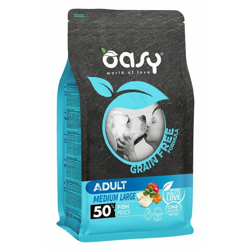 Oasy Dry Grain Free Medium & Large Professional сухой корм для взрослых собак средних и крупных пород беззерновой с рыбой – 2,5 кг