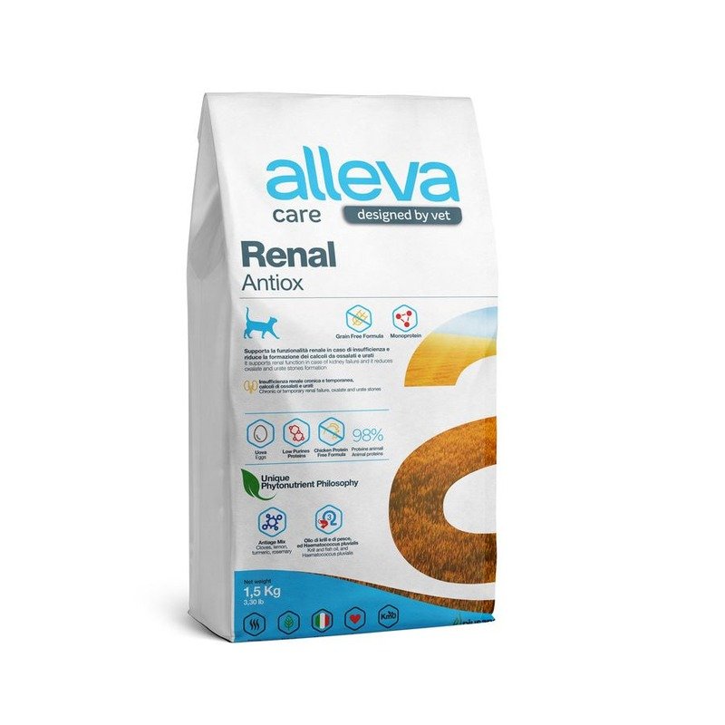 Alleva Care Cat Adult Renal-Antiox сухой диетический корм для взрослых кошек для поддержания функций почек – 1,5 кг