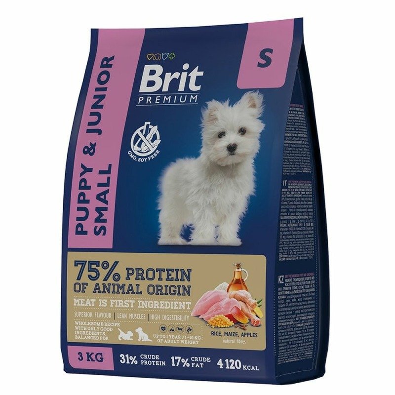 Brit Premium Dog Puppy and Junior Small полнорационный сухой корм для щенков мелких пород, с курицей – 3 кг