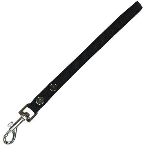 Поводок-водилка с большой ручкой для средних собак нейлоновый прорезиненный 40 см х 20 мм черный (до 35 кг)