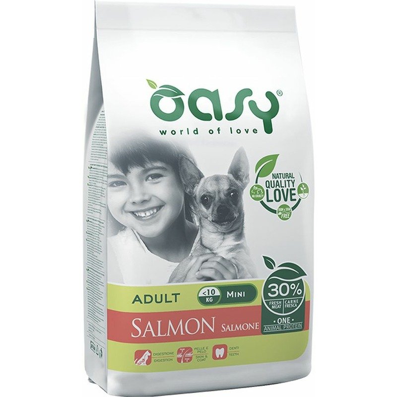 Oasy Dry OAP Small / Mini Breed Professional Монопротеин сухой корм для взрослых собак мелких и миниатюрных пород с лососем – 800 г