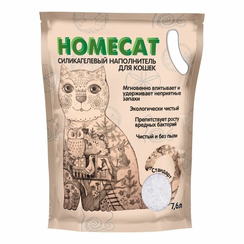 Homecat Стандарт силикагелевый наполнитель без запаха – 7,6 л