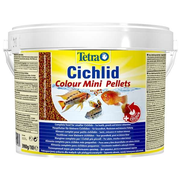 Корм для рыб Tetra 10л Cichlid Colour Mini Pellets для всех видов цихлид для улучшения окраса