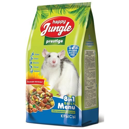 Happy Jungle (Экопром) Prestige корм для декоративных крыс 8в1 Daily Menu, 500 г