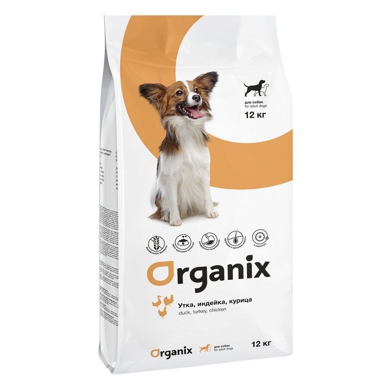 Organix Grainfree Adult Dogs Duck, Turkey, Chicken сухой корм для взрослых собак всех пород, с индейкой, уткой и курицей – 12 кг