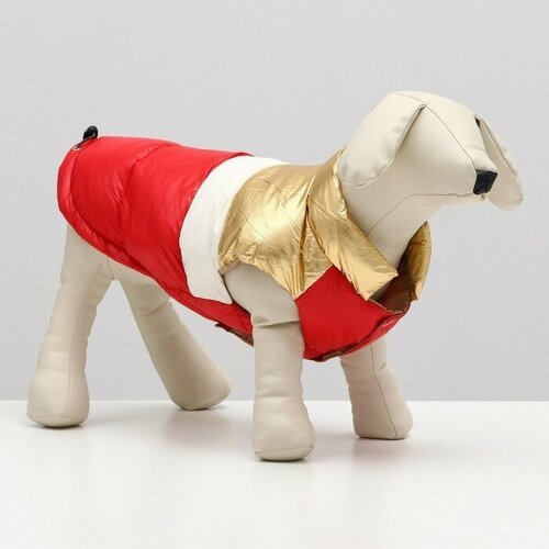 SUI Куртка для собак с утяжкой размер 12 (ДС 28, ОГ 38, ОШ 27), золото-красная