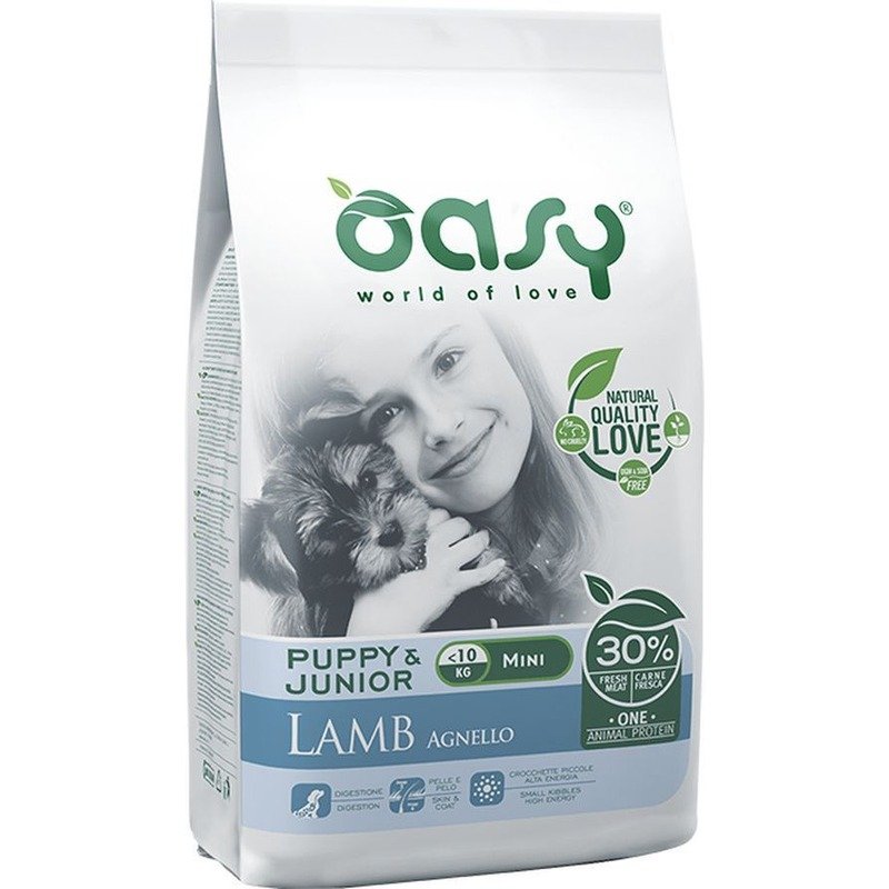 Oasy Dry Dog OAP Puppy Mini Монопротеин сухой корм для щенков и юниоров мелких пород с ягненком – 800 г