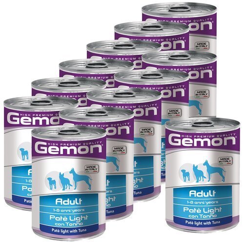 Gemon Dog Light консервы для собак облегченный паштет тунец 400г (10 шт)