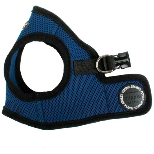 Шлейка Puppia Soft vest harness B, обхват шеи 24 см, синий/черный, S