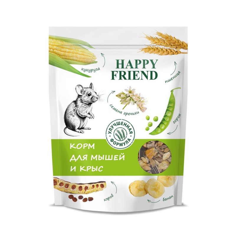 Корм для грызунов HAPPY FRIEND для мышей и крыс 1кг