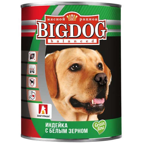Влажный корм для собак Зоогурман Big Dog, индейка с белым зерном 1 уп. х 1 шт. х 850 г (для средних и крупных пород)
