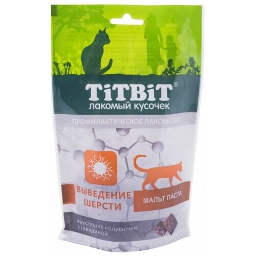 Лакомство для кошек TiTBiT Хрустящие подушечки с говядиной для выведения шерсти 60 г
