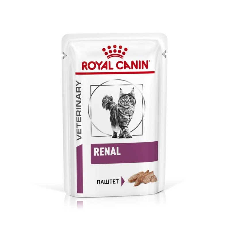 Royal Canin Renal полнорационный влажный корм для взрослых кошек для поддержания функции почек при острой или хронической почечной недостаточности, диетический, паштет с курицей, в паучах – 85 г