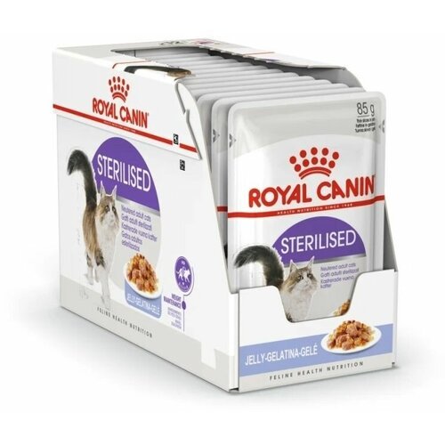 24шт Royal Canin STERILISED Мелкие кусочки в желе для стерилизованных кошек старше 1 года