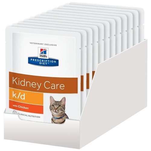 Влажный диетический корм для кошек Hill's Prescription Diet k/d при хронической болезни почек, с курицей 85 гр-12шт