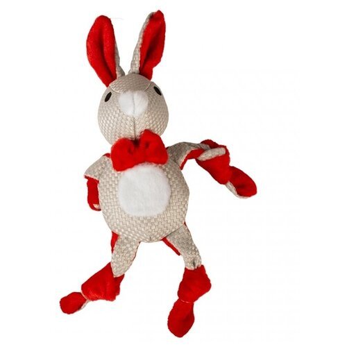 Игрушка мягкая для собак DUVO+ 'Новогодний кролик', бежево-красный, 31х14х8см (Бельгия)