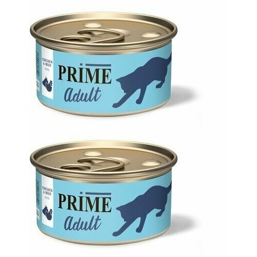 PRIME консервы для кошек Adult паштет курица и говядина 75 г, 2 шт.