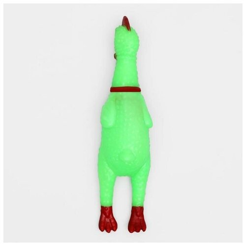 Игрушка пищащая “Задумчивая курица” малая для собак, 16,5 см, ярко-зелёная