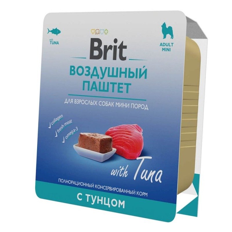 Brit Premium полнорационный влажный корм для собак мелких пород, воздушный паштет с тунцом, ламистерах – 100 г